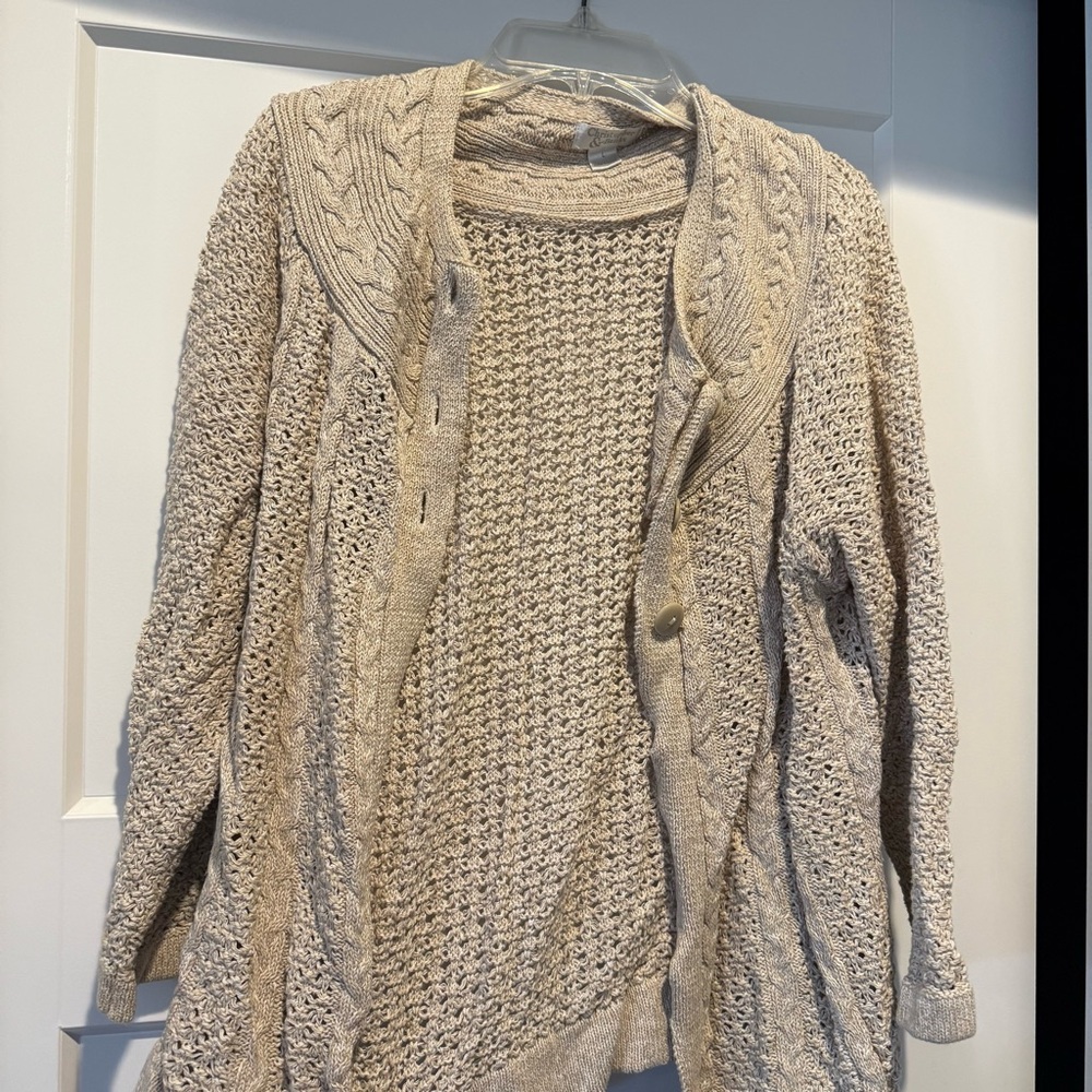 Christopher & Banks Tan Textured Knit Cardigan